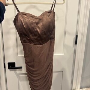 Elegant Brown Strapless Dress SHEIN